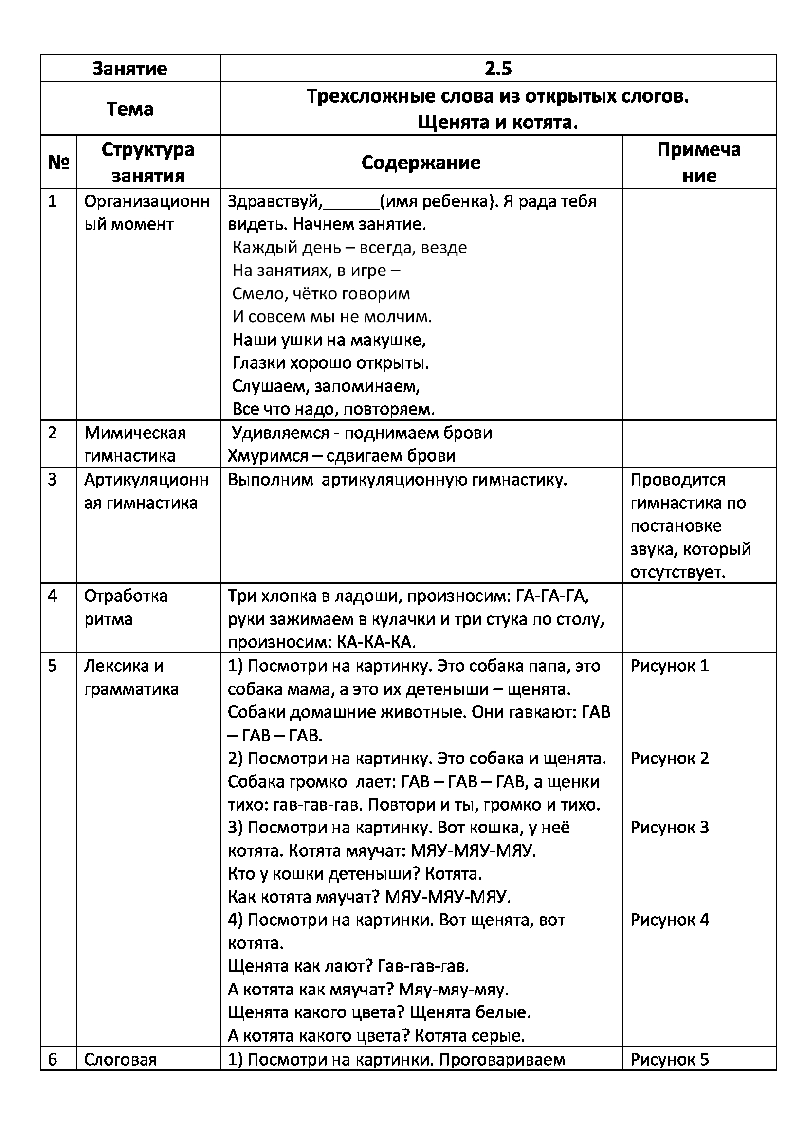 коррекция слоговой структуры слова 2 типа